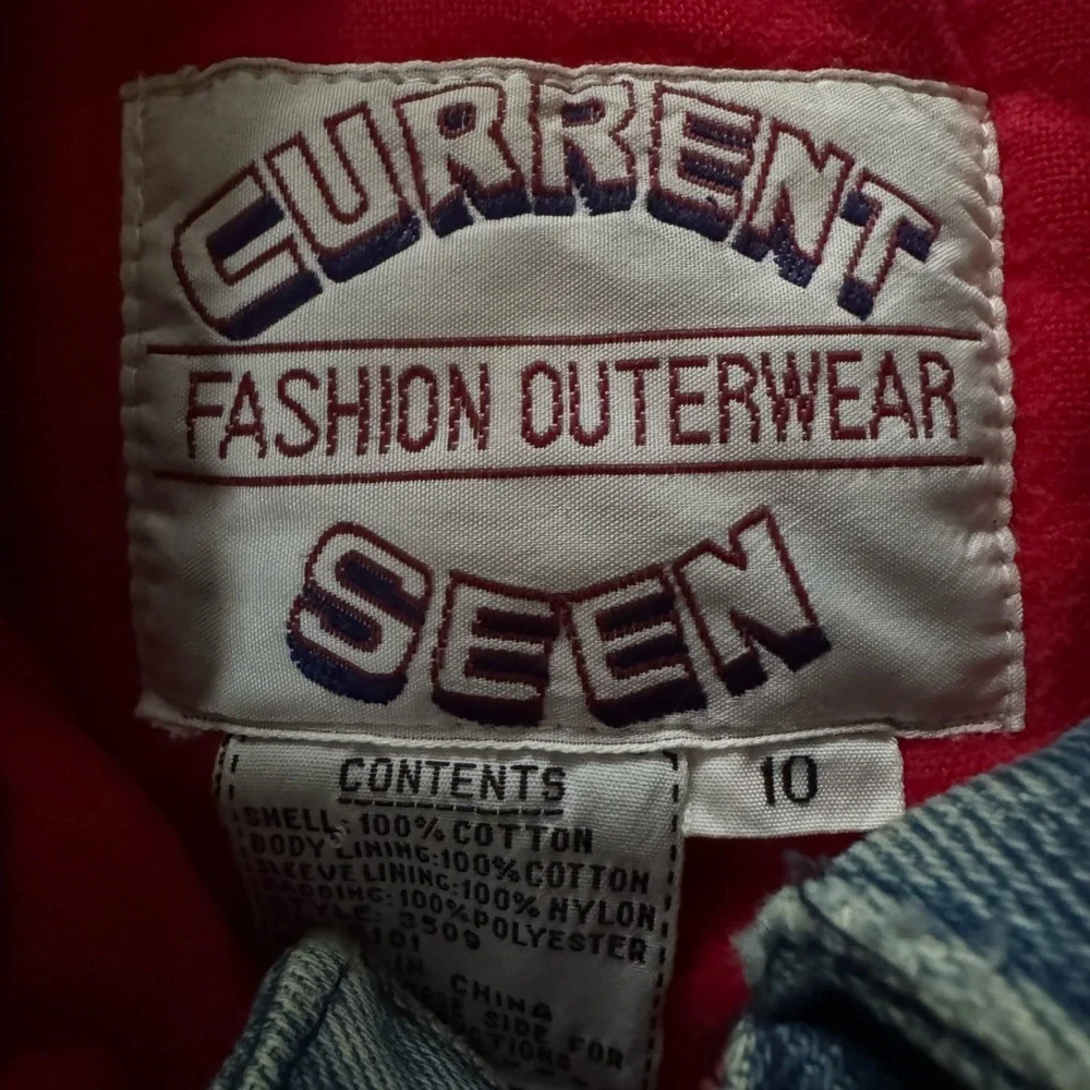 Vintage 80s Current Seen Denim Jacket Fleece Lined Youth Size 10 - Picture 7 of 7